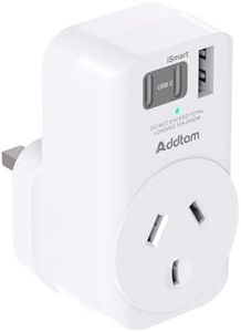 AUS to UK Ireland Plug Adapter, Addtam Type G Power Adapter with 1 Electrical Outlet and 3 USB(2 USB C), Travel Essentials for AUS to Dubai Scotland British London England Hong Kong Irish