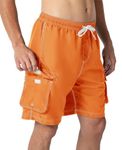 JHMORP Men's Bathing Suits Board Shorts Light Cool Travel Beach Swimming Trunks Swimsuit with Mesh Liner (Orange,CA L)