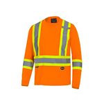 Pioneer Hi Vis Long Sleeve Safety Shirt - Breathable & Soft Work T-Shirt with Reflective Tape - Class 3 - Orange