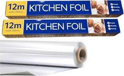 NCS35® Non-Stick Aluminum Foil Roll (300MM x 12M, 2-Pack) | Premium Kitchen Foil for Wrapping, Grilling, BBQ & Cooking | Durable Silver Foil for Sandwiches, Burgers, Pizza & More