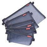 Pendancy Assorted Size Mesh Zip Wallet Nylon Ultra-Light Office Travel Pouch Zipper Bag 5 Pcs (Grey, Assorted)