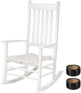 VIVOHOME Oversized Wooden Rocking Chair with Anti-Slip Strips for Noise Reduction, Suitable for Indoor, Porch, Garden, White