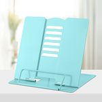 Honagu Book Stand Metal Desk Book Holder, Book Holders for Reading Hands Free, Adjustable Cookbook Documents Holder, Bookstand for Music Books, Textbook, Recipe, Tablet, Ipad (Light Lake Green)