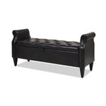 LEGACY OF COMFORT Maconay Upholstered Storage Bench with Storage Fabric Upholstered Storage Bench Sofa Bench Sofacouches Ottoman Bench Tufted Handle for Living Room Bedroom Office (Black Leather)