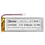 EEMB Lithium Polymer battery 3.7V 3700mAh 103395 Lipo Rechargeable Battery Pack with wire JST Connector for LED and Wireless Device-confirm device & connector polarity before purchase