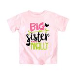 Baby Girls Sister Sibling Matching T Shirt Outfit Big Sister Again Finally Tees Tops (1-Big Sister Finally-Pink, 5-6 Years)