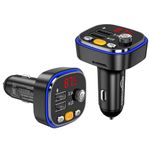 Amazon Basics Bluetooth FM Transmitter for Car | Wireless Music Streaming | Radio Adapter | Hands-Free Calling | Micro SD + USB Playback | 3.4A Dual USB Fast Charging| Supports All Smartphones (Black)