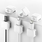 Tuocal 6 Pack Cable Clips Tidy, Magnetic Cord Organizer Holder Desk Cable Clips Management Strong Self Adhesive Desk Wire Tidy for Nightstand Kitchen Appliances Office Supplies (6pcs-White)