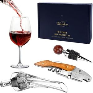 A&A Wonders Wine Accessories Set, Featuring 3 in-1 Multifunctional Waiters Corkscrew Bottle Opener, Wine Aerator Pourer Spout & Decanter, Air-Tight Wine Stopper.