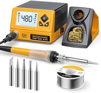 SEEKONE 60W Soldering Station 180℃ - 480℃（352°F - 896°F）Soldering Iron Station with 5 Extra Iron Tips, ESD Safe, 3 Preset Channels, °C/ºF Conversion, Auto Sleep, Calibration Support & Power-on Memory