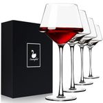 Swanfort Red Wine Glasses Set of 4, 460ml Elegant Long Stem Wine Glasses in Gift Box, Premium Glassware for Wedding, Anniversary, Birthday Gifts