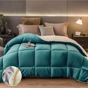 700GSM Reversible Teddy Bear Fleece Quilt | Super Warm Winter Sherpa Doona - All Size (Teal/White, Queen)