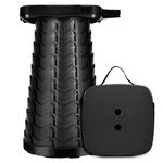 EVOZA Portable Collapsible Stool for Camping Outdoors Folding Stool Fishing Hiking BBQ Indoors Kitchen, Lightweight Retractable Plastic Foldable Camping Stool, Black