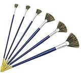 Boar Bristle Fan Paint Brushes for Acrylic & Oil or Watercolour Painting Art Artists Set, LEA-SHALL 6 PCS Not Hog Bristle Paintbrush Natural Hair Professional Pens Brush with Long Wood Handle