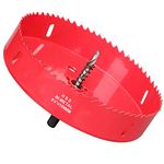 6 1/4 Hole Saw, 159mm HSS Bi-Metal Hole Saw, 6.25 Inch Hole Saw for Recessed Lights, 32mm Cutting Depth Hole Cutter with Arbor Mandrel for Metal, Wood Boards, Drywall and Plastic, Red