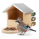 WILDLIFE FRIEND Large Solid Wooden Bird Feeder House with Metal Roof for Large Birds like Woodpeckers, Jays, Magpies - Bird Feeders, Food Dispenser, Bird House