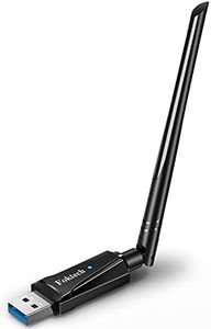 Foktech WiFi Dongle, AC1300 802.11AC Wireless Network WiFi Adapter with Dual Band 2.4GHz/5GHz High Gain Antenna for Desktop PC Laptop Mac, Support Windows 11/10/8.1/8/7/Vista/XP, Mac OS 10.9-10.15