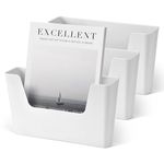 YOHOM 3 Pack No Drilling File Holder Adhesive Wall Storage Caddy for Mails Magazines Office Document Files Bills Receipts Organizer - Plastic, Slim, White