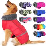 Dogcheer Warm Dog Coat, Waterproof Dog Jacket Winter Coat Turtleneck Windproof Pet Cold Weather Coats, Reflective Adjustable Dog Snow Jacket Fleece Sweater for Small Medium Large Dogs -Red S