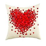 Ogiselestyle Valentine's Day Red Love Heart Throw Pillow Covers, 18 x 18 Inch Valentine Wedding Cushion Case Decoration for Sofa Couch