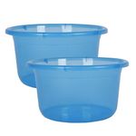 Kuber Industries (Pack of 2) Plastic Tub | Bath Tub of Bathing & Washing | Tub for Bathroom | Bathtub for Baby | Lightweight & Durable Water Tub | 25 LTR | Transparent Blue