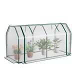 TANGZON Mini Tunnel Greenhouse, Small Garden Green House with Zippered Roll-up Door & PE Cover, Portable Grow House for Plants Flowers Herbs Vegetables, 121 x 54 x 61cm