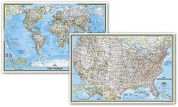 National Geographic World and United States Maps - Classic (Poster Size: 36 X 24 In) [Map Pack Bundle]