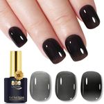 YTD Likomey Nude Gel Nail Polish,15ml Translucent Neutral Jelly Sheer UV Nail Gel Varnish-Black