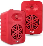 PyleUsa Indoor Outdoor Speakers Pair - 300 Watt Dual Waterproof 4” 2-Way Full Range Speaker System w/ 1/2” High Compliance Polymer Tweeter - in-Home, Boat, Marine, Deck, Patio, Poolside (Red)