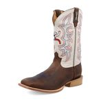 Twisted X Men's White Hooey Cowboy Boot Square Toe Brown 8.5 D(M) US