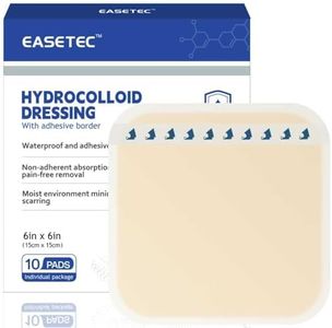 Hydrocolloid Bandages 6"x6", 10 Packs, Bordered Pressure Edge, Thickened Center with Soft Cushion Layer, Self-Adhesive Waterproof Bandages for Blisters, Abrasions, Surgical Incisions, Bedsores, Ulcers