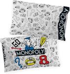 Jay Franco Monopoly Icons 2 Pack Reversible Pillowcase - Double Sided Kids Super Soft Black and White Bedding