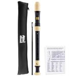 Mad About REC05 Descant Recorder, Soprano School Recorder with Bag, Cleaning Rod and Fingering Chart, Black & Ivory