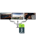 TechOrbits Three Monitor Stand Mount - SmartSWIVEL - Triple Computer Screen Desk Mount Arms - Full Motion Swivel Articulating Gas Springs - Universal Fit for 13" - 30" Screens Vesa Mount