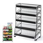 Lineware 5 Tier Snack Organizer Candy Display Rack for Countertop Snack Rack Portable Chip Rack Black Metal Snack Shelf for Retail Stores Kitchen Office