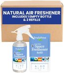 Truly Free Space Freshener Starter Kit, Lemongrass Essential Oil - Car and Air Fresheners for Home, Natural Odor Eliminator Room Spray, 16oz Spray Bottle, 1 Refill (3.4oz) No Synthetic Fragrances