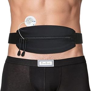 Tuck Away Insulin Pump Belt with Double Slide Zipper Pouch Medical Holder for Diabetic T1D Adjustable Waist Band Accessories Lightweight for Tubing Epipen Men Women Adult Black