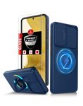 FRLMOOES Magnetic for Samsung Galaxy S22 Case Compatible with MagSafe Wireless Charging Galaxy S22Case with Screen Protector,with Kickstand Ring&Camera Cover Shockproof Protection S22Case Magnet Blue