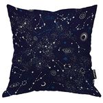 Moslion Constellation Pillowcases 18x18 Inch Stars Moon Planet Space Galaxy Universe Throw Pillow Cover Case Cotton Linen Decorative Cushion for Couch Bed