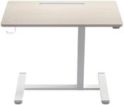 Altus Height Adjustable Mobile Desk with Wheels Pneumatic Over Bedside Table Timber Color