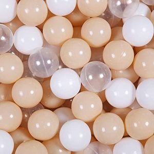 100 Plastic Balls for Ball Pit, Beige Macaron Color for Boys Girls,Great Decoration for Ball Pit, Baby Room, Party, Play Tent, Ball Pool