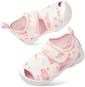 Balabala Toddler Girls Sport Sandal, Kids Closed Toe Outdoor Water Sandals Non-Slip Lightweight Beach Walking Shoes Pink