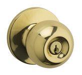 Weiser Regina Brass Front Door Knob with Lock and Key, Exterior/Interior Door Handles with Lock, Keyed Entry Door Knobs for Front Door, Bedroom, Bathroom & Office, Traditional Home Décor