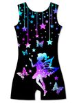 ACOCOPY Girls Gymnastics Leotards Butterfly Elf Dance Outfit Sparkly Strechy Biketards Unitards for Girls 5-6 Years