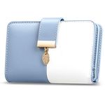 Faneam Leather Wallet for Women RFID Blocking Wallet Women's Small Purse Ladies Bifold Purse Credit Card Wallet with Lanyard, Zip Coin Pocket, 18 Card Slots, Exquisite Box, Blue