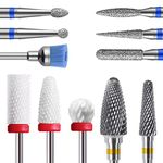 Homeet 11 Pcs Ceramic Nail Drill Bits, 3/32 Inch Tungsten Alloy Professional Nail Drill Bits, Safety Diamond Bits, for Removing Gel Acrylic Cuticle Nail Drill for Manicure Pedicure