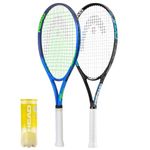 HEAD Ti Titanium Tennis Racket Twin Set inc Protective Covers & 3 Tennis Balls