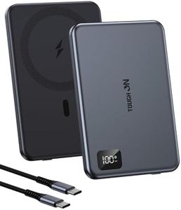 Tough On for Magsafe Power Bank 5000mAh,Ultra Slim Wireless Magnetic Portable Charger, Fast Charging Battery Pack with LED Display, Compatible with iPhone 16/15/14/13/12 and Samsung Phones