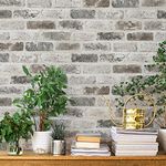 Guvana 17.3"×394" Brick Wallpaper Grey and Brown Self Adhesive Wallpaper 3D Brick Peel and Stick Wallpaper Removable Contact Paper Brick Textured Vintage Wallpaper for Livingroom Wall Decor