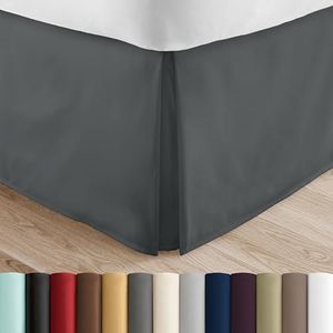 Simply Soft Premium Pleated Bed Skirt Dust Ruffle, Gray, Queen